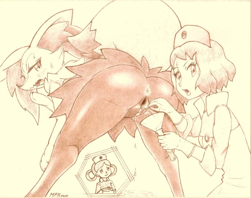 3girls anthro anthrofied anus ass bent_over braixen caught clothing digitigrade dipstick_tail embarrassed female first_person_view fullfolka furry human inset interspecies looking_at_viewer mammal monochrome multicolored_tail nintendo nurse nurse_joy nurse_uniform peeing pokémon_(species) pokemon pokemon_(species) pokemon_xy pokephilia presenting presenting_anus presenting_pussy pussy serena_(pokemon) spread_pussy spreading sweat teeruuna test_tube thick_thighs uniform urine video_games watersports wide_hips