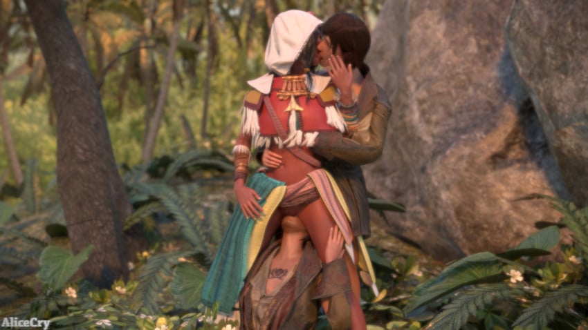 1boy 2girls 3d alicecry assassin's_creed_(series) assassin's_creed_iv:_black_flag black_hair breast_grab brown_hair cunnilingus dark-skinned_female hand_on_stomach kissing life_is_strange mary_read opia_apito outdoors partially_clothed pussy tattoo ubisoft vagina warren_graham