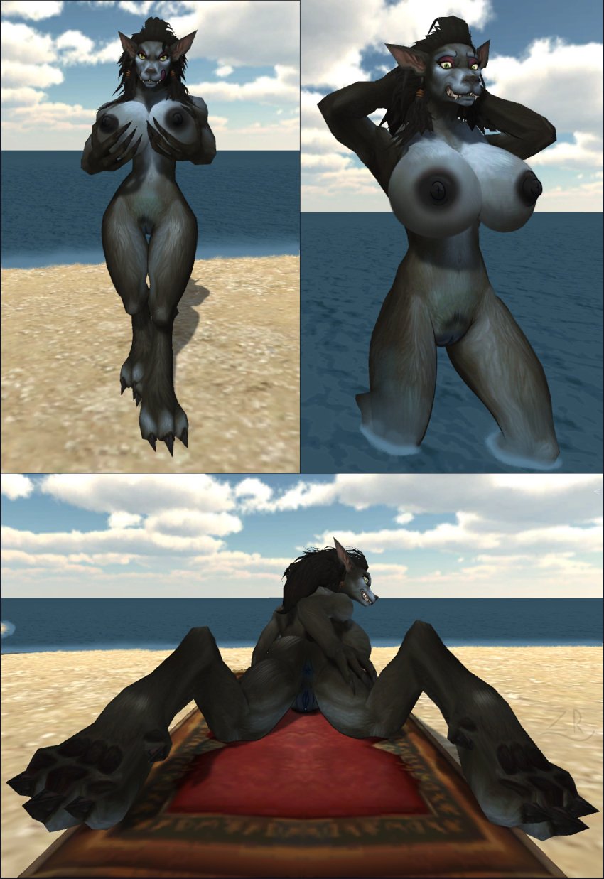 anthro beach big_breasts black_hair blizzard_entertainment breasts canid canine fangs female furryrex_(artist) grope hair huge_breasts mammal mane nipples nude pussy seaside spread_legs spreading vanessa video_games voluptuous warcraft water were werecanid werecanine werewolf worgen world_of_warcraft