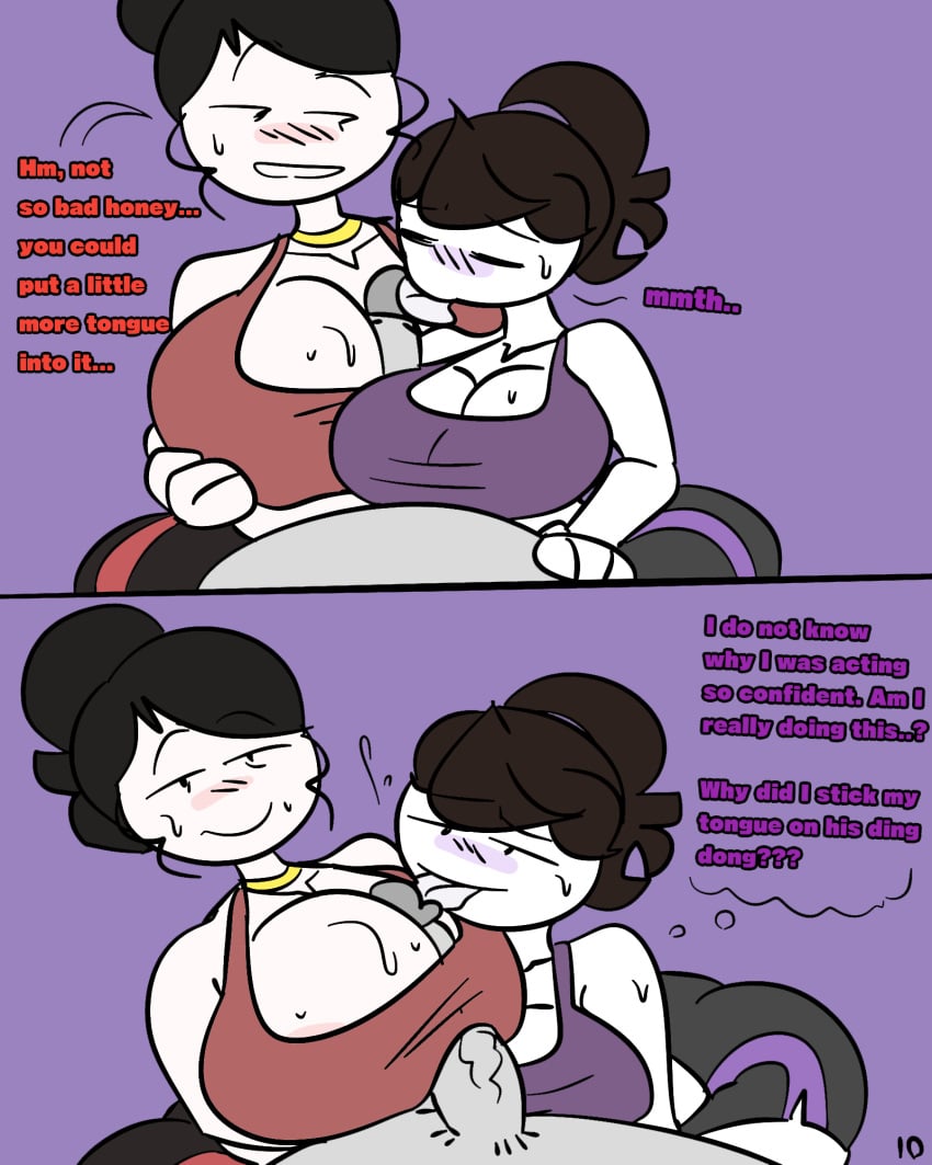 1boy 2022 2girls anon asian asian_female blush clothing dialogue incest jaiden_animations jaiden_dittfach jaidens_mom licking licking_penis lynn_dittfach milf mob_face mother_and_daughter necklace paizuri penis penis_lick ponytail short_hair slobbyslapper smile sssir sssir8 straight sweat tank_top text threesome white_skin