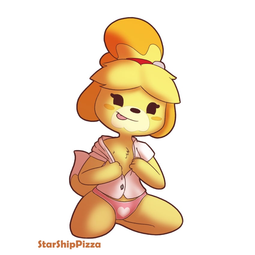 animal_crossing anthro canid canine canis clothed clothing female fur furry furry_only hi_res isabelle_(animal_crossing) nintendo solo starshippizza tagme tail year_request