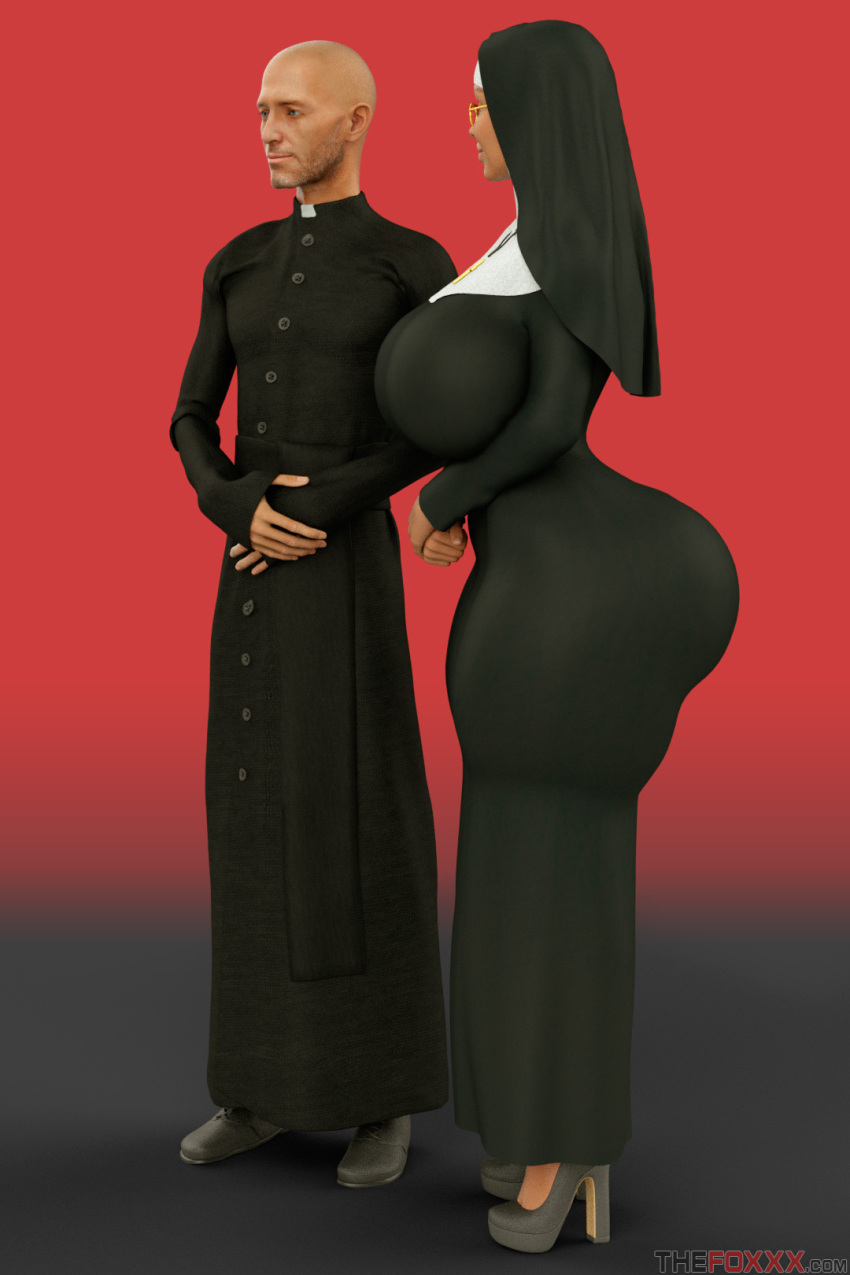 1boy 1boy1girl 1girls 3d 3d_(artwork) 5_fingers alondra_hoare ass bald big_ass big_breasts big_hips bimbo breasts brown_hair curvy dark_hair female gigantic_breasts high_heels hips hourglass_figure huge_ass huge_breasts human hyper hyper_breasts large_ass large_breasts light-skinned_female light_skin male male/female mature mature_female mature_male milf mother_hoare nun original straight thefoxxx thick thick_hips thick_legs thick_thighs thighs vixensville voluptuous waist wide_hips