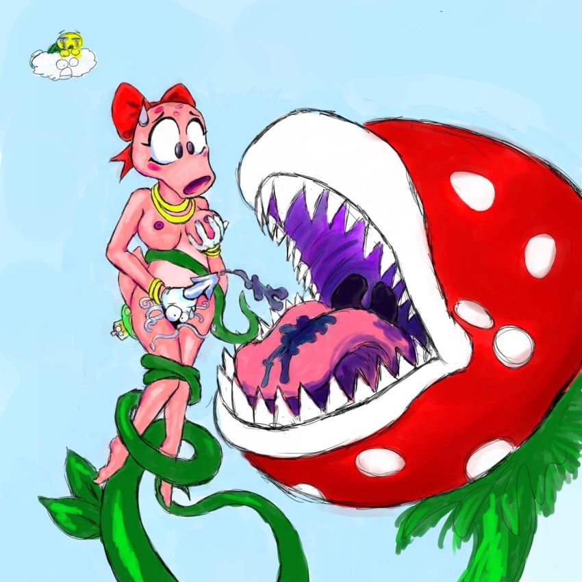 birdo blooper dendrophilia lakitu mario_(series) mokusei_kaze nintendo piranha_plant smooth_skin