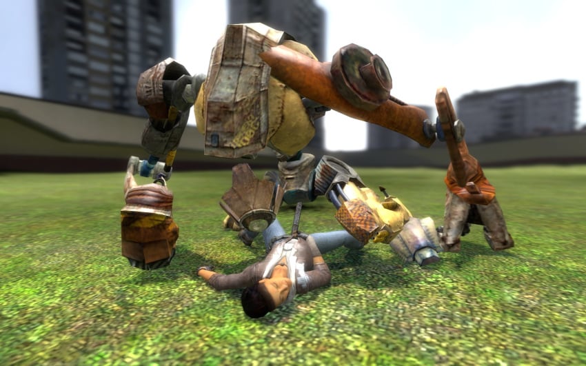 1boy 1girls 3d alyx_vance canine clothing dog_(half-life) female feral garry's_mod gm_construct half-life half-life_(series) half-life_2 human human_female human_penetrated male outdoors robot robot_boy robot_on_human robot_penis sex_machine warbringer