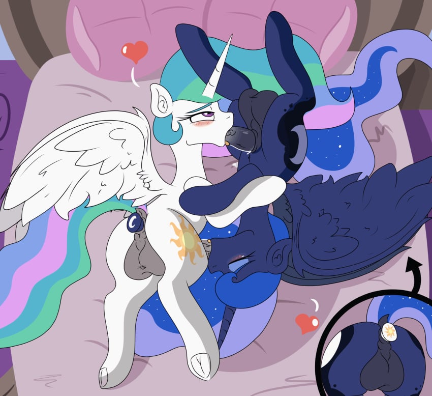 2019 69_position alicorn animated balls bed blush buttplug dickgirl duo equid erection fellatio feral friendship_is_magic hair heart horn incest inside intersex intersex/intersex mackstack mammal my_little_pony on_bed oral penis princess_celestia_(mlp) princess_luna_(mlp) princest sex sex_toy tongue tongue_out wings