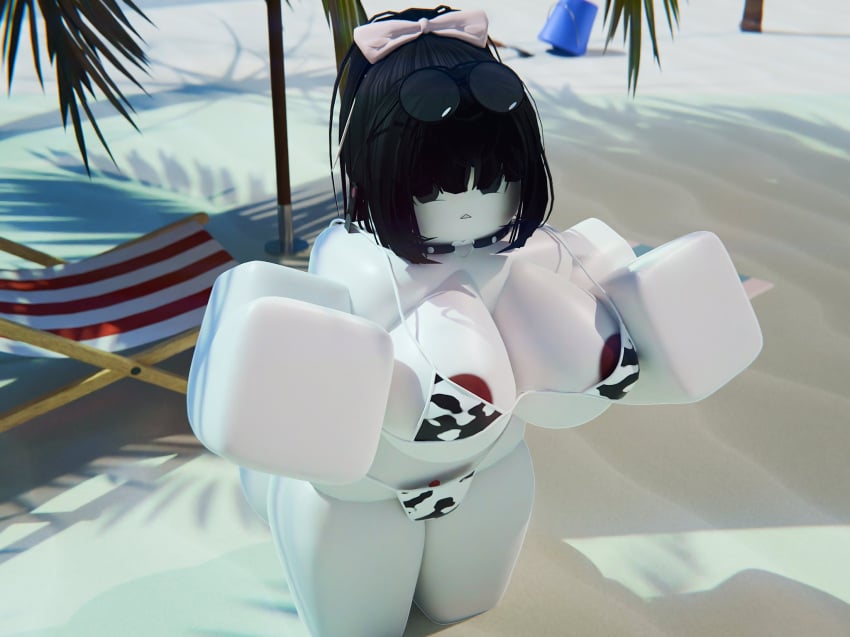 beach cow_bikini glasses roblox roblox_avatar see-through_panties