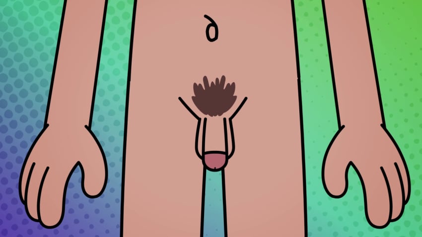 1boy anonymous_male brown_pubic_hair male male_focus male_only naked naked_male no_visible_face nude nude_male official_art penis screencap screenshot sex_symbols_(tv_series) skinny solo solo_focus solo_male tan_body tan_skin toony