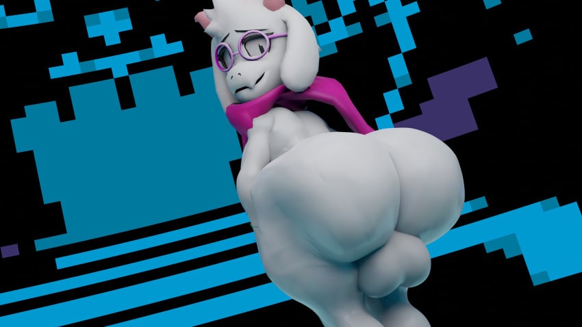 1femboy 4k anthro azul_uwu backsack balls big_ass big_butt bubble_butt deltarune deltarune_chapter_2 dumptruck_butt girly glasses goat highres horns looking_at_viewer looking_back male male_only presenting_hindquarters ralsei ralsei_with_white_fur scarf self_upload undertale_(series) white_body