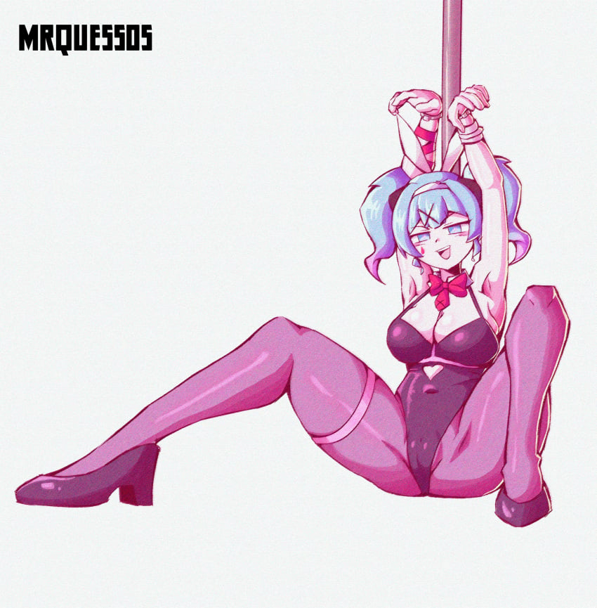 bunnysuit cameltoe hatsune_miku mrquessos naughty_smile open_mouth playboy playboy_bunny playboy_bunny_costume playboy_bunny_leotard pole rabbit rabbit_ear rabbit_ears rabbit_girl rabbit_hole_(deco*27/caststation) rabbit_hole_(vocaloid) rabbit_humanoid rabbit_tail spread_legs tied_up vocaloid