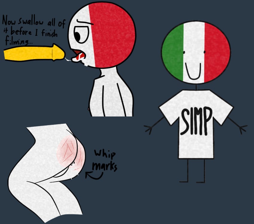 ass cock countryhumans cum_swallow gay germany_(countryhumans) italy_(countryhumans) oral whip_marks