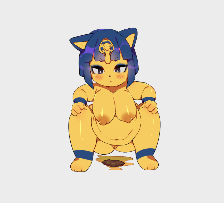 1girls animal_crossing animal_humanoid ankha anthro ass big_breasts blue_hair breasts chubby clothing conditional_dnp crybleat digestion egyptian feces feline female female_only fur furry hair hi_res humanoid mammal nintendo nipples nude overweight peeing pussy scat solo squatting thick_thighs urine video_games watersports wetting wide_hips