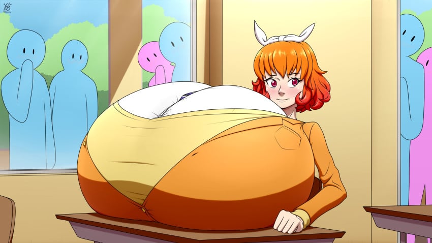 1girls breasts_bigger_than_head breasts_bigger_than_torso bursting_breasts enormous_breasts hyper hyper_breasts madeline_(frisky_bunnie) orange_hair solo_female tagme