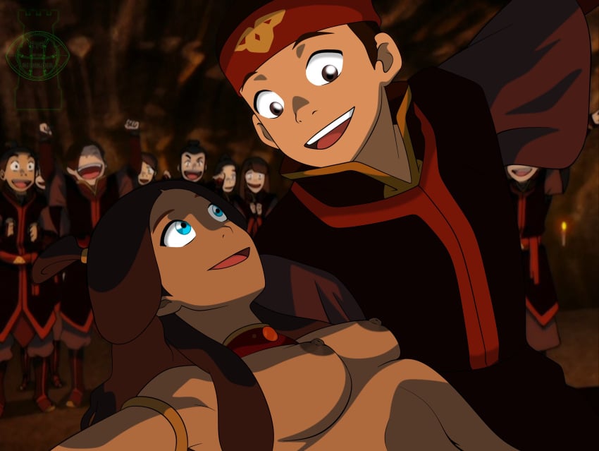 1boy 1girls aang air_nomad armpit armpits avatar_legends avatar_the_last_airbender blue_eyes boobs brown_hair eye_of_the_beholder female fire_nation human katara male multiple_boys public public_nudity public_sex the_avatar tits water_tribe