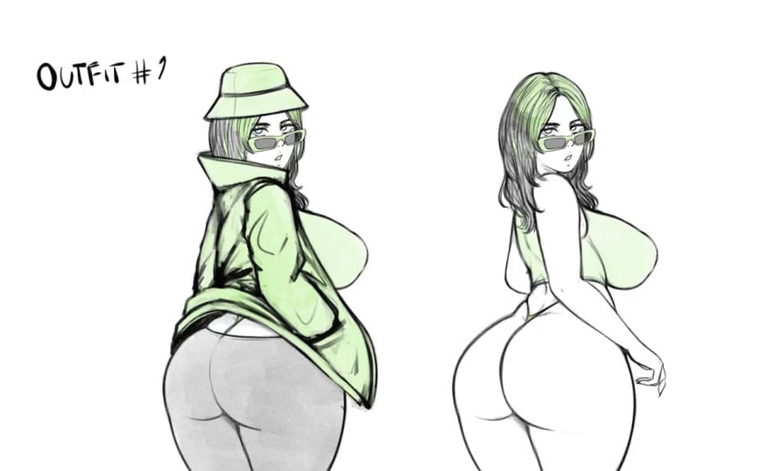 1girls ass billie_eilish breasts fat_ass female female_only human nowajoestar sketch solo