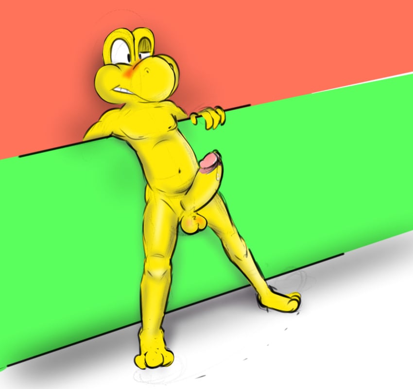 blush erection humanoid_penis koopa_troopa male male_only mario_(series) nintendo penis pose precum reptile scalie solo turtle tweecredo video_games