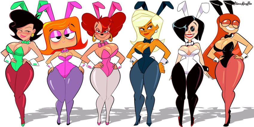 6girls agent_k american_dragon:_jake_long artist_name atomickingboo background big_breasts black_hair blonde_hair breasts brown_hair bunny_costume bunny_ears bunny_girl bunnysuit bursting_breasts busty cartoon_network cleavage clothing coraline crossover debbie_turnbull debs_turnbull disney disney_channel ear_piercing earrings emma_(lou!) female female_only footwear goof_troop high_heels hourglass_figure legs long_hair looking_at_viewer lou! mature mature_female milf mother orange_hair other_mother pantyhose peg_pete piercing robotboy shoes short_hair smile susan_long the_replacements thick_legs thick_thighs thighs upper_body voluptuous watermark white_background