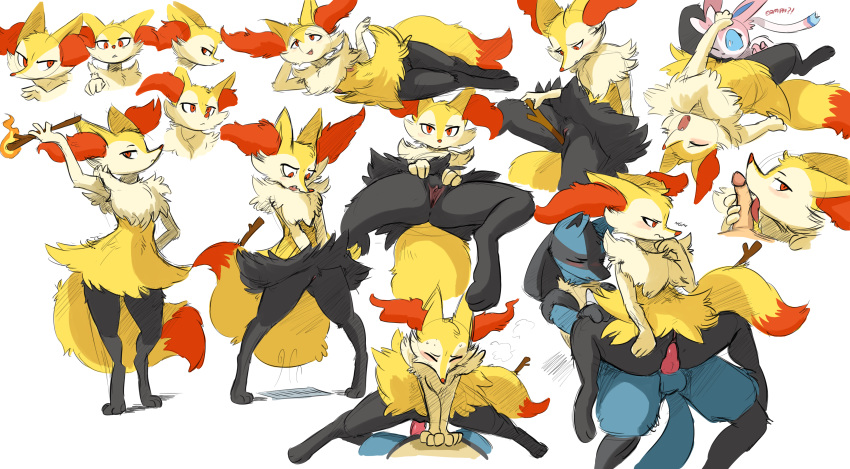 1girls 2019 2boys absurd_res ambiguous_gender animal_genitalia animal_penis anthro anthro_on_anthro black_fur blue_fur blue_sclera blush braixen canine canine_penis closed_eyes cunnilingus eeveelution erection feet female feral feral_on_anthro fur furry hi_res human improvised_dildo improvised_sex_toy interspecies knot licking lucario male mammal nintendo nude oral paws penetration penis penis_lick pink_fur pokemon pokemon_(species) pokemon_xy presenting presenting_pussy pussy red_eyes sex simple_background sylveon the-minuscule-task thick_thighs tongue tongue_out vaginal_penetration video_games white_background white_fur wide_hips yellow_fur