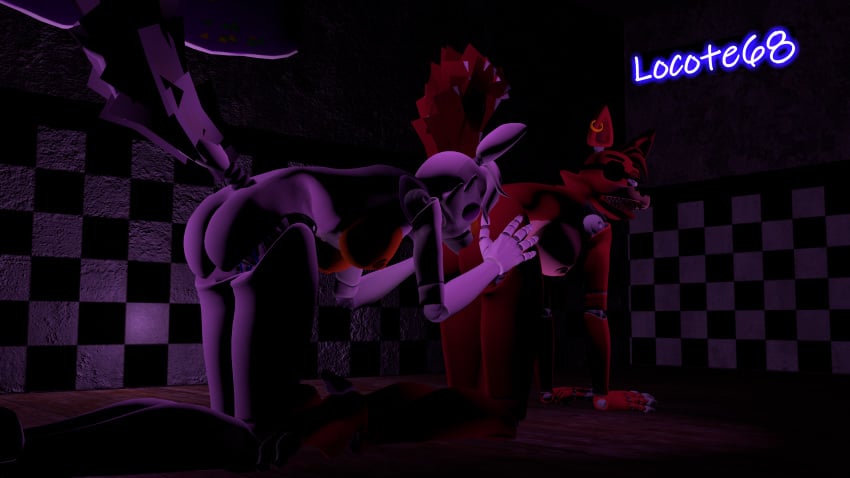 2019 absurd_res ahe_gao animatronic breasts butt_sniffing canid canine female female/female five_nights_at_freddy's five_nights_at_freddy's_2 five_nights_at_freddy's_world fox foxy_(fnaf) hi_res humanoid locote68 lolbit_(fnaf) looking_pleasured machine mammal nipples nude open_mouth robot smile video_games