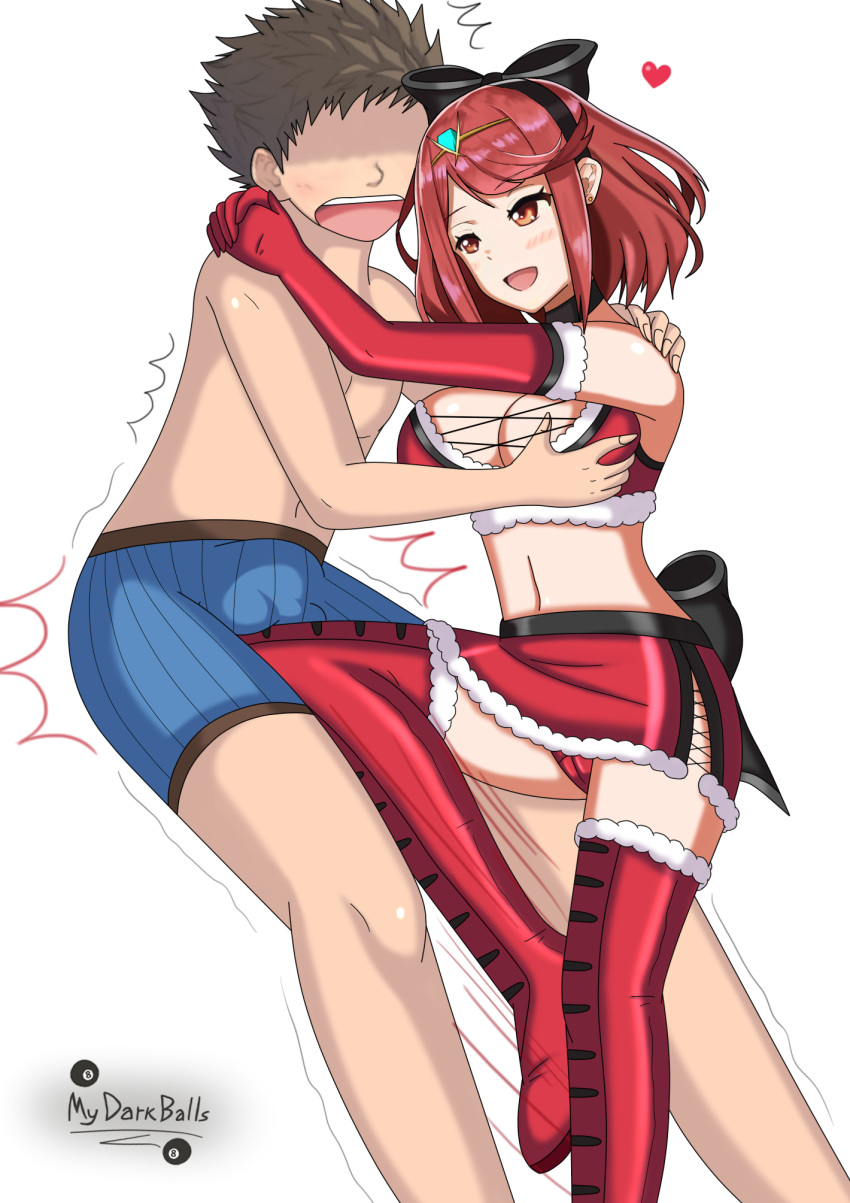 Rule 34 Dev - 1boy 1boy1girl 1girls alternate_costume ballbusting bangs  bare_shoulders big_breasts black_ribbon blush breast_grab breasts christmas  clothed clothed_female cock_and_ball_torture commentary earrings  elbow_gloves empty_eyes ...