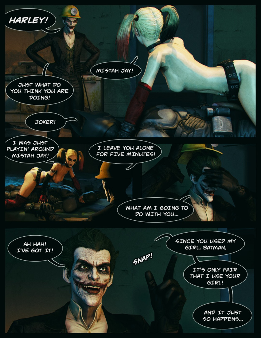 3d batman batman:_arkham_city batman:_arkham_origins batman_(series) dc dc_comics female harley_quinn harley_quinn_(arkham) harley_quinn_(arkham_city) joker male the_joker vaurra