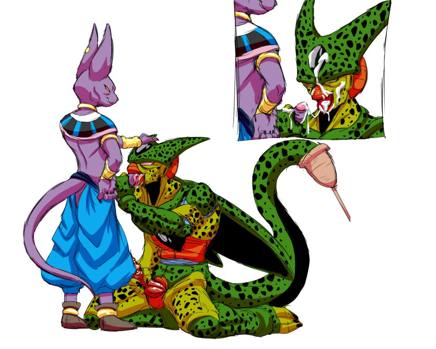 alien anthro barefoot beerus big_ears boner cell_(dragon_ball) claws clothed clothing cum cum_on_face cum_string cumshot domestic_cat dragon_ball dragon_ball_super dragon_ball_z ear_piercing ear_ring erection felid feline felis fellatio footwear gay glacierk hand_on_head hi_res humanoid_penis imperfect_cell long_ears male male_only mammal nude on_ground open_mouth oral orgasm pants penis piercing purple_penis sex sharp_claws shoes sitting smile spread_legs spreading sucking toe_claws topless yaoi