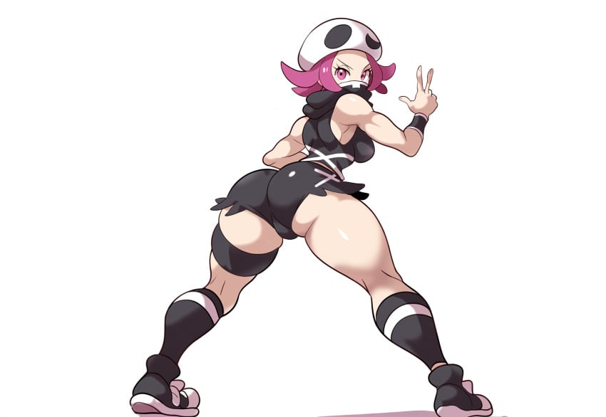 1girls ai_generated alternate_breast_size ass big_ass female large_breasts mullon novelai pink_hair pokemon pokemon_sm solo team_skull team_skull_grunt team_skull_grunt_(female)