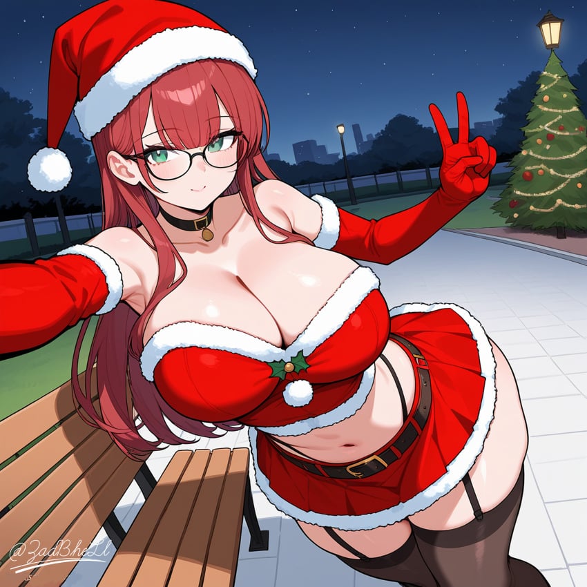 ahe_gao ai_generated ass big_ass big_breasts christmas clothes female glasses public pussy voluptuous_female wife zadbhell