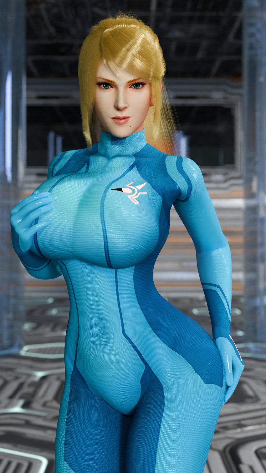 1girls 3d 3d_model big_ass big_breasts bimbo blender blonde_hair bodysuit female_solo fully_clothed green_eyes hand_on_breast hand_on_hip hourglass_figure huge_breasts large_breasts latex_suit looking_at_viewer metroid metroid_other_m nintendo ponytail samus_aran self_fondle solo straightasan thin_waist tight_clothing voluptuous voluptuous_female zero_suit_samus