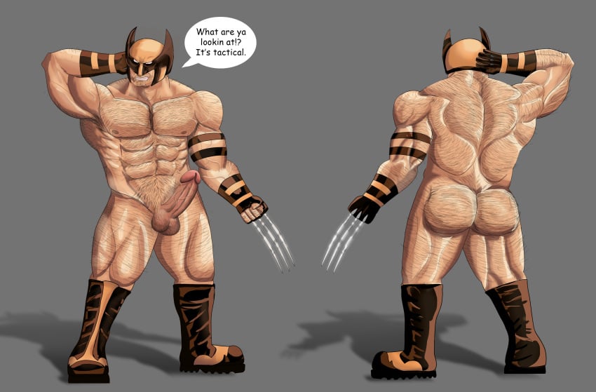 abs ass big_butt gay hairy hairy_ass hairy_chest hard_cock james_howlett logan_(x-men) marvel marvel_comics mutant_(marvel) pecs wolverine_(x-men) x-men xmen