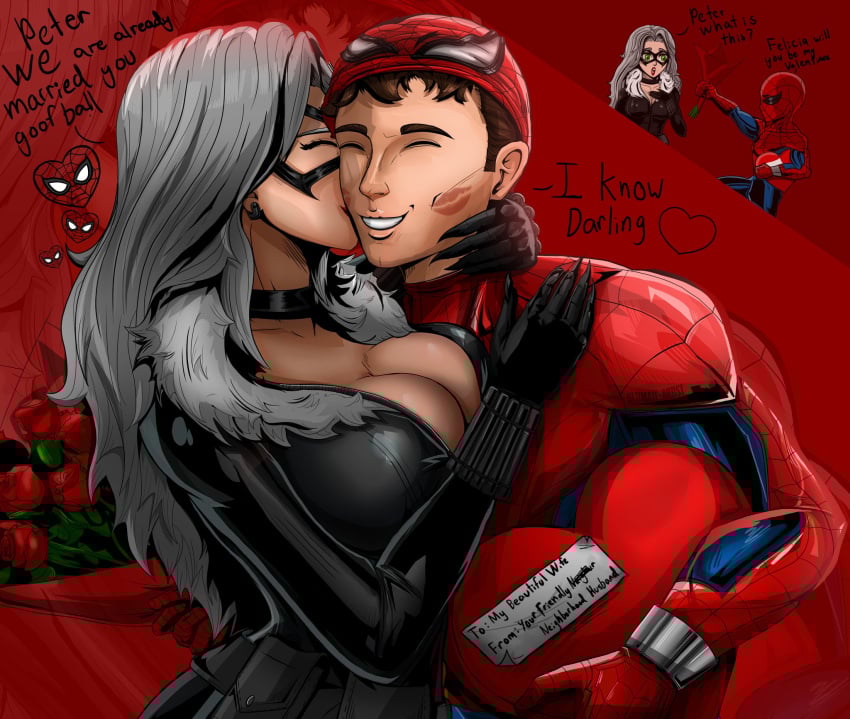 1boy 1boy1girl 1girl1boy 1girls 2026 athletic athletic_futa big_breasts black_cat_(marvel) bodysuit breasts breasts_against_chest bursting_breasts choker collar color colored couple couple_(romantic) couple_love couples curvaceous curvaceous_body curvaceous_female curvaceous_figure curvy curvy_body curvy_female curvy_figure ear_piercing felicia_hardy female gift gift_box green_eyes happy happy_end happy_ending hourglass_figure kiss_mark kissing kissing_cheek kissing_face light-skinned_male lipstick_mark_on_cheek lipstick_mark_on_face love lovers male marvel marvel_comics mask masked masked_female masked_male peter_parker pinup red_lipstick_mark romantic romantic_couple rose_(flower) seductive seductive_look skin_tight smile smiling spider-man spider-man_(series) superhero superhero_couple superheroine text thick_breasts tight_clothes tight_clothing ultimate-artist unmasked valentine's_day valentines_day voluptuous voluptuous_female white_fur white_hair
