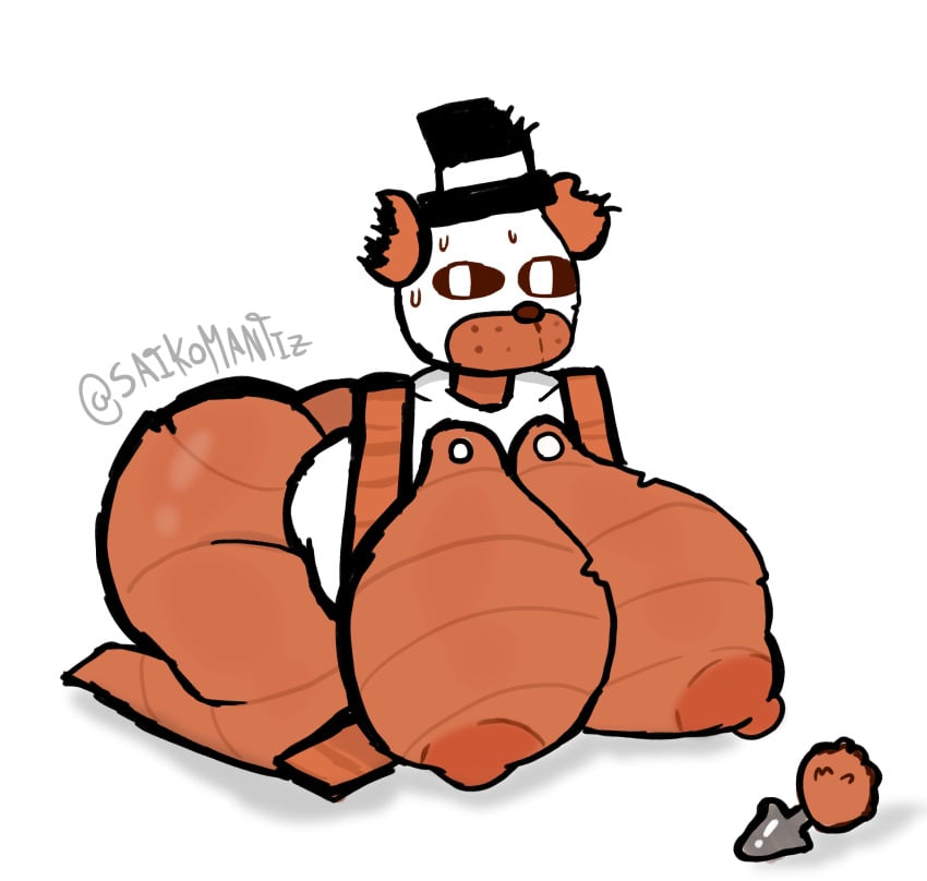 ashamed ass_focus bear_tail big_breast big_breasts breasts_focus brown_body brown_skin butt_plug butt_plug_tail el_sick fat_ass female_only five_nights_at_freddy's five_nights_at_freddy's_2 freddy_(fnaf) freddy_fazbear furry_female furry_only looking_at_viewer paper_pals paperpals solo tagme_(artist) top_hat