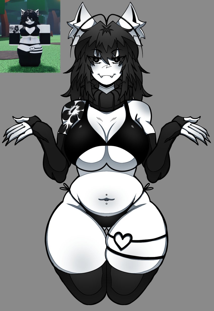 1girls 2d 2d_(artwork) 2d_artwork 3604me armwear black_clothing black_hair bra breasts brickseater dynamicblocks long_hair medium_breasts panties reference_image roblox roblox_avatar robloxian tagme thick_thighs thighhighs thighs white_skin wwwwwaaaahhhh