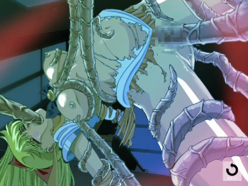 1girls anal anal_insertion bishoujo_senshi_sailor_moon blonde_hair blue_eyes bow breasts brutal censored choker clothing elbow_gloves female gloves heels high_heels kneepit_sex long_hair minako_aino nipples open_mouth pregnant rape ripped_clothing rotation sailor_venus small_breasts suspension tentacle tentacle_rape tiara tied_hair torn_clothes x_koubou