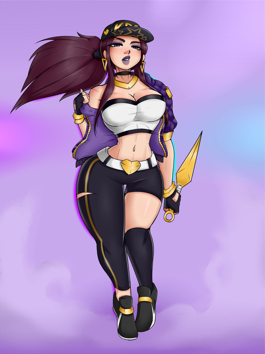 1girls akali alternate_costume aplanningduo breasts cleavage clothed female female_only human k/da_akali k/da_series large_breasts league_of_legends solo strapless strapless_top strapless_topwear tubetop