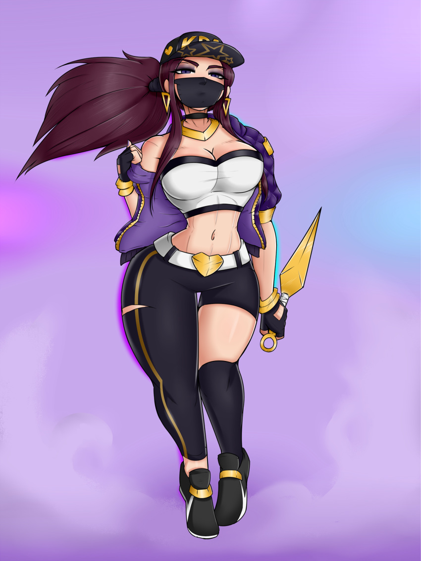 1girls akali alternate_costume aplanningduo breasts cleavage clothed female female_only human k/da_akali k/da_series large_breasts league_of_legends solo strapless strapless_top strapless_topwear tubetop