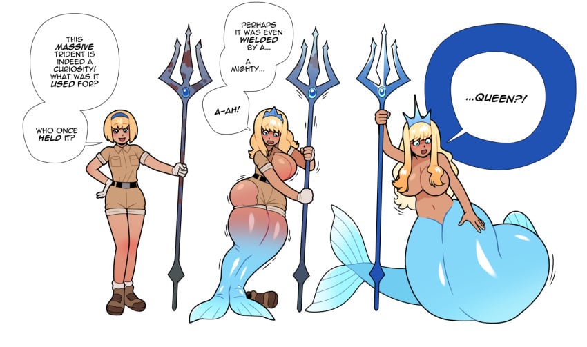 ass_expansion blackshirtboy breast_expansion breasts female hair_growth huge_ass huge_breasts mermaid mermaid_girl mermaid_tail mermaid_transformation species_transformation transformation trident wide_hips