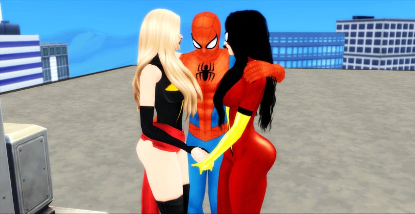 1boy 2girls 3d carol_danvers collaborative_handjob female handjob human human_only jessica_drew light-skinned_female light-skinned_male light_skin male marvel marvel_comics mature mature_female ms._marvel ms._marvel_(carol_danvers) peter_parker pof3445 self_upload spider-man spider-man_(series) spider-woman spider-woman_(jessica_drew) the_sims_4 threesome