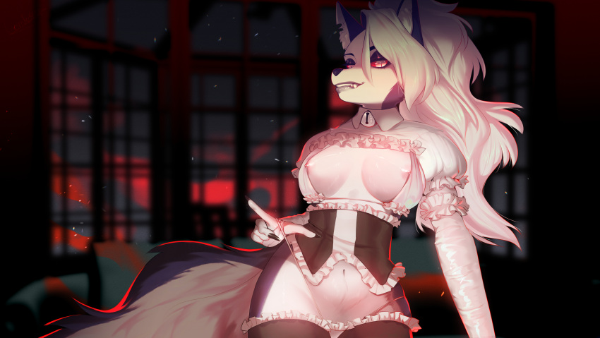 absurd_res breasts canid canid_demon canine canis demon female hellhound helluva_boss hi_res iam3d lomka775 loona_(helluva_boss) mammal mythological_canine mythological_creature mythology solo were werecanid werecanine werewolf wolf