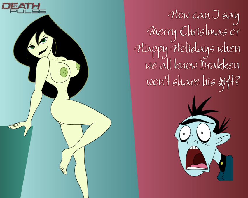 deathpulse disney dr._drakken female human kim_possible male nipples shego straight_hair tagme