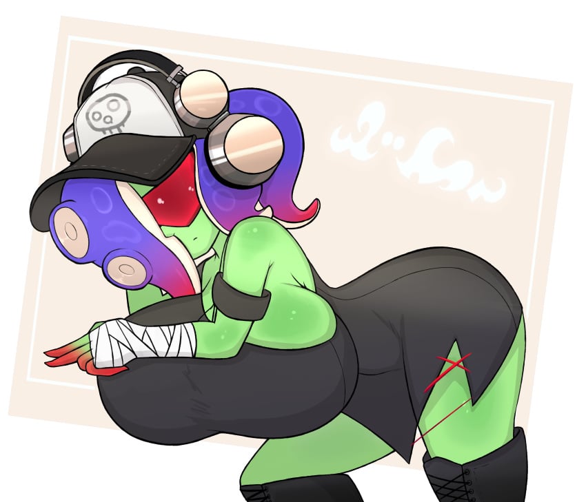 acht_(splatoon) big_ass big_breasts boob_window casual clothed dedf1sh female female_only fromariels green_skin huge_ass huge_breasts nintendo no_bra red-tinted_eyewear sideboob splatoon splatoon_3 splatoon_3:_side_order tinted_eyewear underass