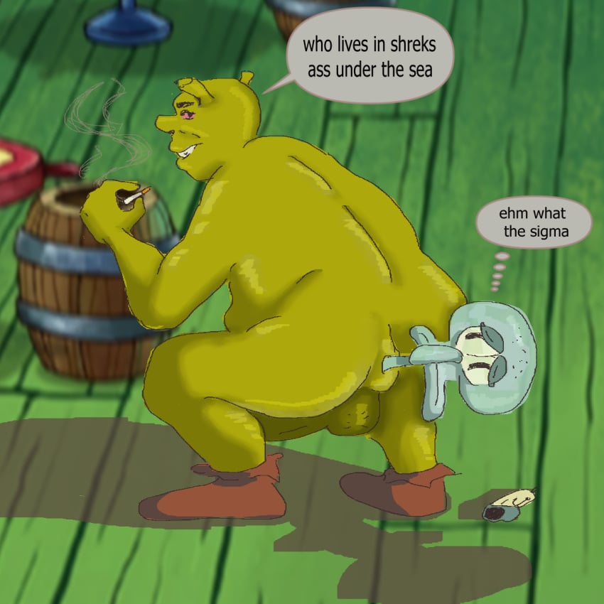 2boys anal anal_vore crossover dreamworks freaky_ward gaping_anus gay gay_anal gay_male gay_sex male male/male male_only male_pred male_prey nickelodeon oiled_ass oiled_body oiled_skin shitpost shrek shrek_(series) spongebob_squarepants spongebob_squarepants_(series) squidward_tentacles stretched_anus vore weird_crossover