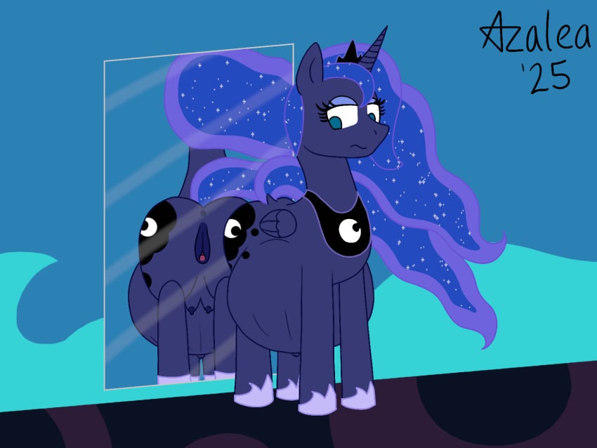 4:3 alicorn anus ass belly blue_nipples clitoris crotch_breasts equid equine female feral flamingazalea friendship_is_magic genitals hasbro hi_res horn luna_(disambiguation) mammal mirror my_little_pony mythological_creature mythological_equine mythology navel nipples pregnant pregnant_female pregnant_feral presenting princess princess_luna_(mlp) pussy royalty teats wings