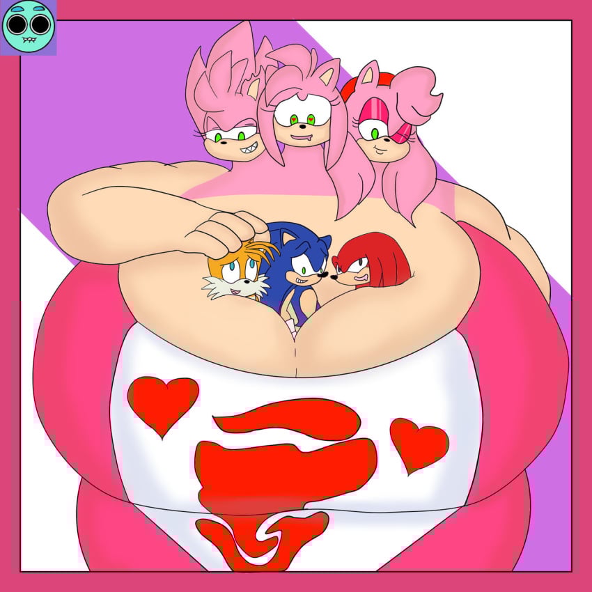 1girls 3_heads 3boys amy_rose anthro anthro_only areolae bangs bbw belly between_breasts big_breasts big_breasts breasts breasts cerberus cerberus_rose conjoined enormous_breasts eyelashes fat female female_only furry green_eyes huge_boobs hyper hyper_breasts in_cleavage knuckles_the_echidna large_boobs large_breasts long_hair mrglazed multi_head muzzle obese overweight plain_background plump sega shy simple_background size_difference smaller_male smile sonic_(series) sonic_(series) sonic_the_hedgehog spines tails_the_fox thick_thighs what wide_hips