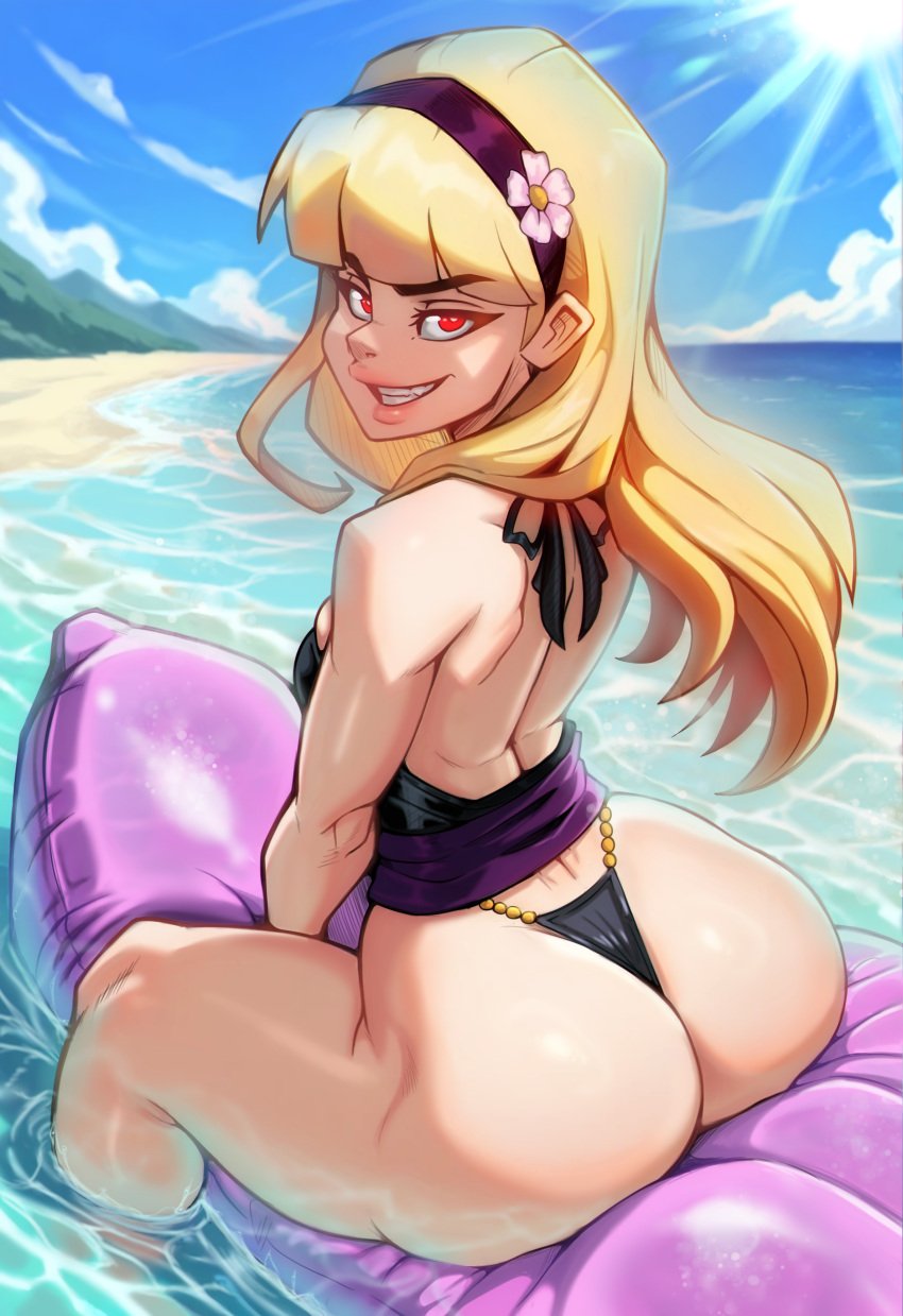 2025 ass ass_cleavage back_view beach big_ass big_butt bikini blonde_hair blue_sky breasts bubble_ass bubble_butt child_(dc) dc dc_comics edit edited female female_only floatie flower flower_on_head flowing_hair hairband hi_res highres inflatable inflatable_toy long_hair looking_at_viewer looking_back lord_of_chaos pinup pool_float red_eyes reliusmax sea seaside see-through side_view sideboob sitting small_breasts smile smirking smug smug_face solo solo_female solo_focus sun sunlight sunset thick_ass thick_thighs thong thong_bikini waves wet young_justice young_justice:_phantoms