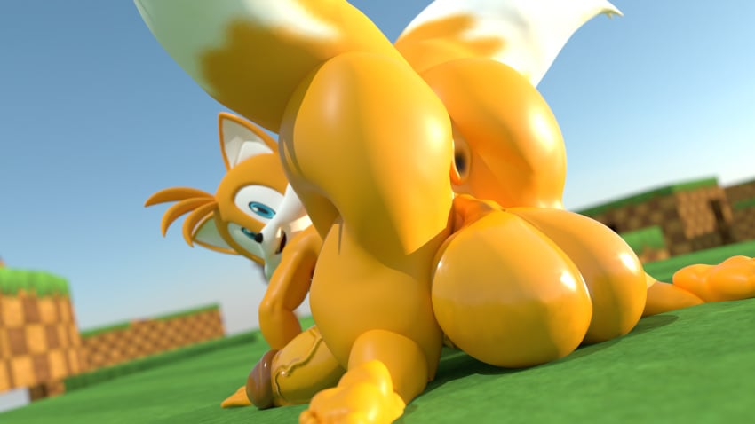 3d_(artwork) 4k anthro anus azul_uwu backsack big_ass big_butt big_penis fox_boy furry hi_res looking_back low-angle_view male male_focus miles_prower orange_body outdoors penis presenting_hindquarters sega sonic_the_hedgehog_(series) tail tails tails_the_fox