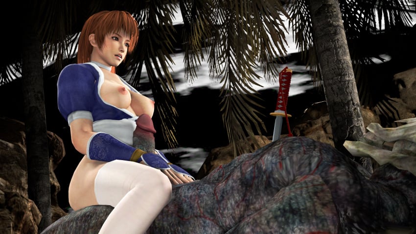 3d almightybeastoverlord areolae breasts dead_or_alive dead_or_alive_5 death defeat defeated demon dominant_female dominatrix huge_cock kasumi_(doa) katana male_death monster ninja nipples paralyzed penis sitting_on_person slave stabbed sword violent_sex weapon woman_on_top