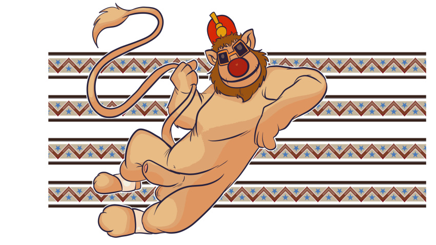 1boy 3_toes 4_fingers accessories_only anthro anthro_male anthro_only anthro_solo balls big_cat brown_body brown_fur brown_hair cock dick digital_media_(artwork) drooper_(the_banana_splits) felid feline functionally_nude functionally_nude_male furry furry_male furry_only furry_solo genitals glasses gripping_tail hair hanna-barbera hat holding_tail holding_tail_up joesanchez laying_down lion long_tail lying lying_down male male_anthro male_furry male_only mane mostly_nude mostly_nude_male no-human no_human no_humans non-human non-human_only only_furry only_male orange_glasses orange_sunglasses part_of_a_set patterned_background penis plain_background png red_hat red_nose simple_background sitting sitting_down solo solo_anthro solo_furry solo_male sunglasses tail tan_fur testicles the_banana_splits uncircumcised uncircumcised_male uncircumcised_penis uncut uncut_penis white_background wrinkles