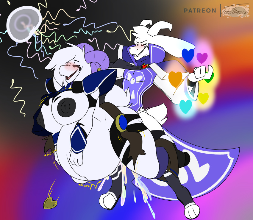 2019 absurd_res anthro asriel_dreemurr asriel_dreemurr_(god_form) belly big_belly big_breasts black_sclera blush boss_monster bovid breasts caprine clothed clothing colored_cum cum cum_in_pussy cum_inside duo english_text excessive_cum fan_character female female_asriel from_behind_position fur goat grin hair hi_res horn huge_breasts impregnation inflation johnithanial long_ears male mammal markings nipples open_mouth orgasm ovum partially_clothed penetration rainbow_cum red_eyes rule_63 selfcest sex smile sperm_cell square_crossover straight teeth text thick_thighs toes tongue undertale unusual_cum vaginal_penetration video_games white_fur wide_hips yellow_eyes