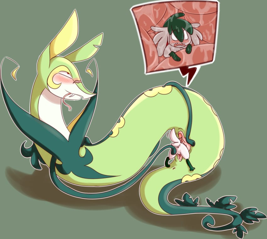 ass blush duo female female_pred feral feral_unbirthing_feral gritsnshit highres legendary_pokemon male male_prey nintendo penetration pokémon_(species) pokemon pokemon_(species) pussy serperior shaymin shaymin_(sky_form) simple_background size_difference straight unbirthing vaginal_penetration video_games vore