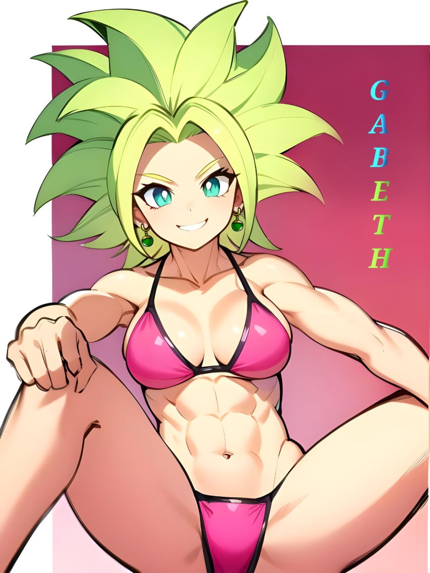 1girls ai ai_assisted blue_eyes dragon_ball dragon_ball_super female female_only green_hair kefla legendary_super_saiyan saiyan saiyan_girl super_saiyan